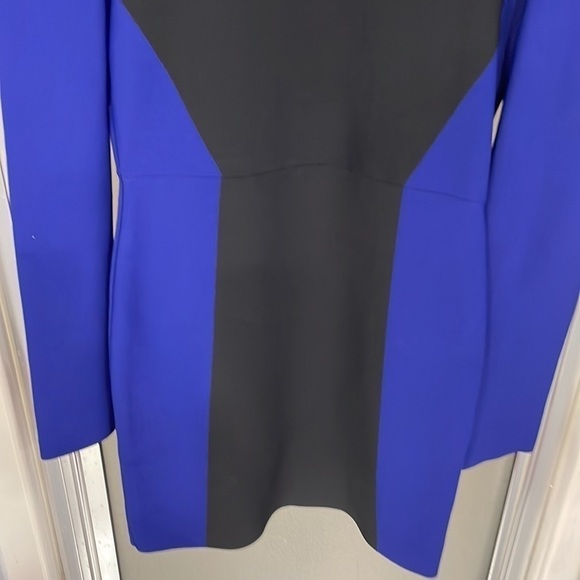 BCBGMAXAZRIA Ribbed Two-Tone Bodycon Mini Dress in Blue/Black - Picture 13 of 16